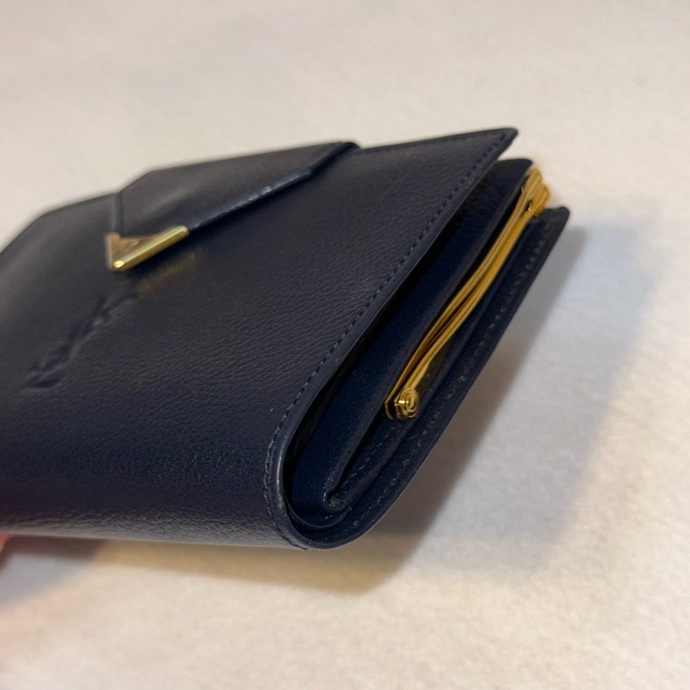 Yves Saint Laurent Navy Wallet with Gold Hardware & Kisslock Coin Pouch. - Picture 3 of 6